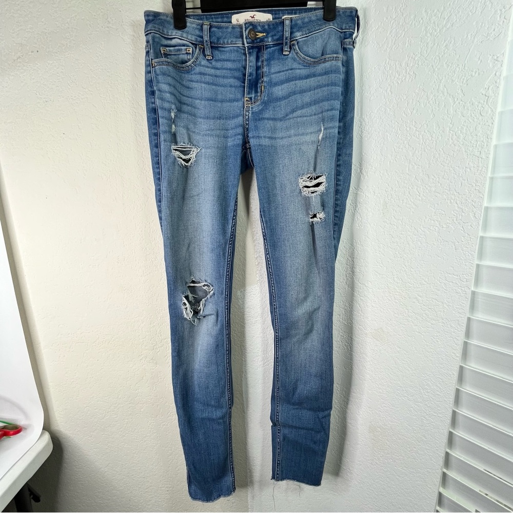 Hollister Lowrise Super Skinny Jeans Ripped Dark Blue W27 L32